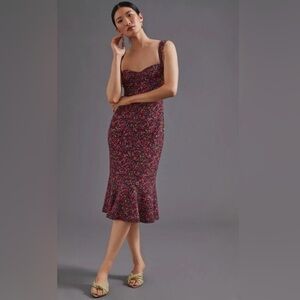 Hutch Anthropologie Floral Bustier Midi Dress Underwire Size S